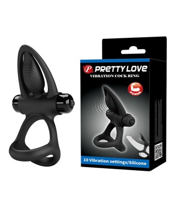 PRETTY LOVE - VIBRATION COCK RING Black, 10 vibration functions