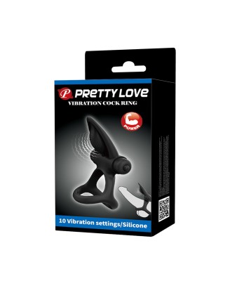 PRETTY LOVE - VIBRATION COCK RING Black, 10 vibration functions