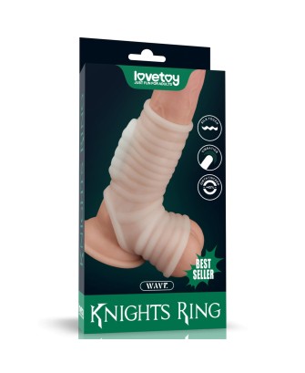 Vibrating Wave Knights Ring with Scrotum Sleeve - Wibrujący Pierścień Erekcyjny