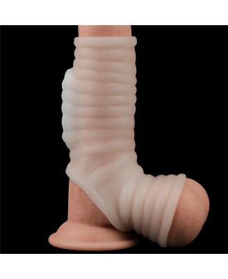 Vibrating Wave Knights Ring with Scrotum Sleeve - Wibrujący Pierścień Erekcyjny