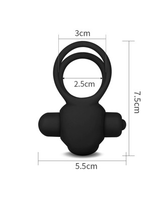 Power Clit Duo Silicone Cockring Black