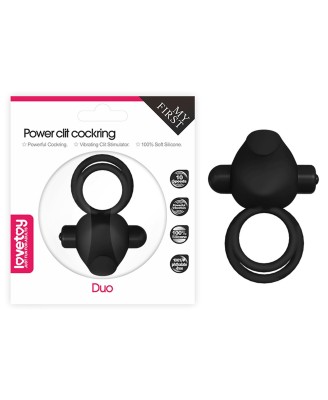 Power Clit Duo Silicone Cockring Black