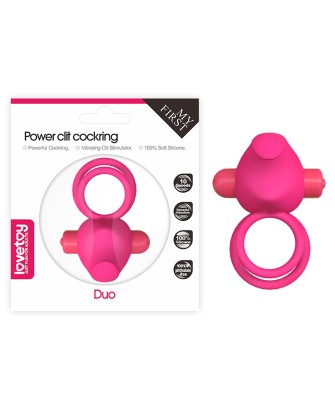 Power Clit Duo Silicone Cockring Pink