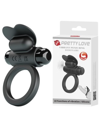 PRETTY LOVE - VIBRANT PENIS RING DEBONAIRE Black, 10 vibration functions