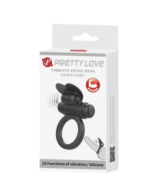 PRETTY LOVE - VIBRANT PENIS RING DEBONAIRE Black, 10 vibration functions