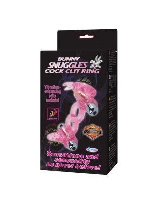 BAILE - BUNNY SNUGGLES COCK CLIT RING, 10 vibration functions