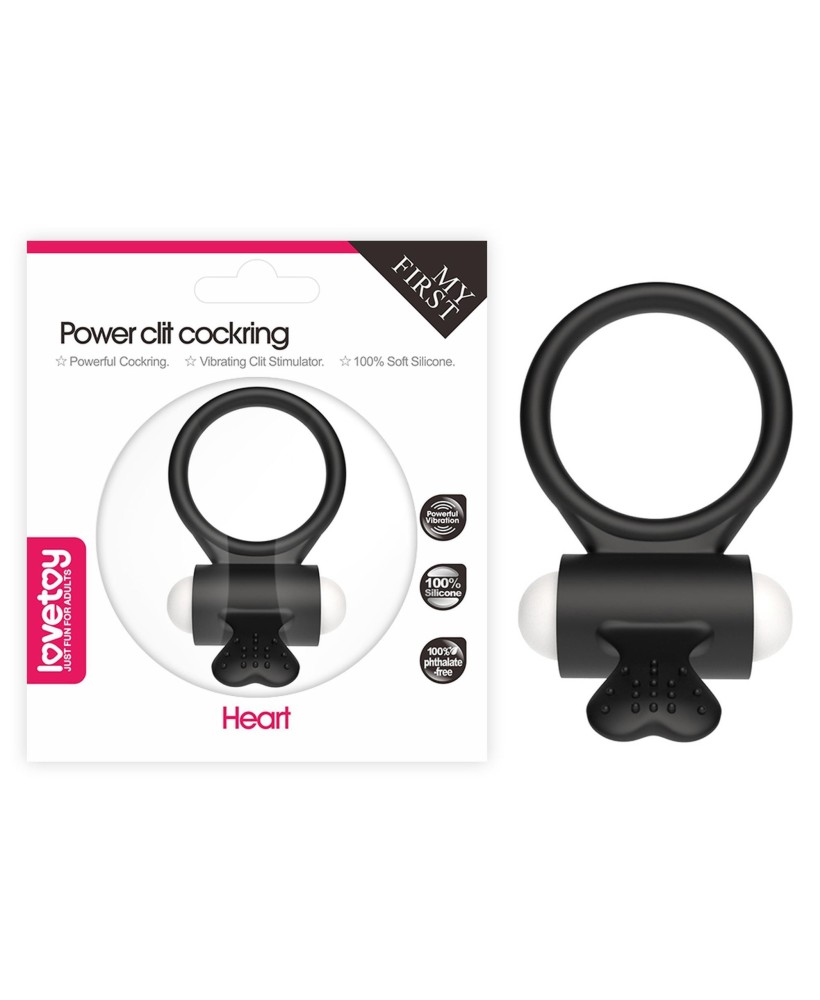 Power Clit Silicone Cockring Black
