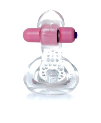 Pierścień-Tongue Vibro CockRing Clear