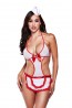 NURSES NEGLIGEE WITH RED DETAILS AND HAT
