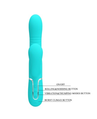 PRETTY LOVE - Mariana light blue, 7 vibration functions, 7 thrusting settings, 4 rolling functions, 4 nodding functions
