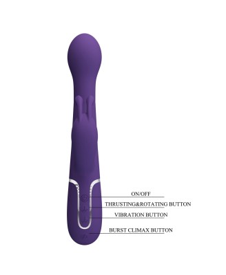 PRETTY LOVE - Dejon dark Purple, 7 vibration functions 4 thrusting settings 4 rotation functions