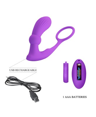 PRETTY LOVE - Warren Purple, Wireless remote control 12 pulse wave settings 12 vibration functions