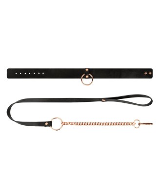 Rosy Gold - Collar with Leash - Black