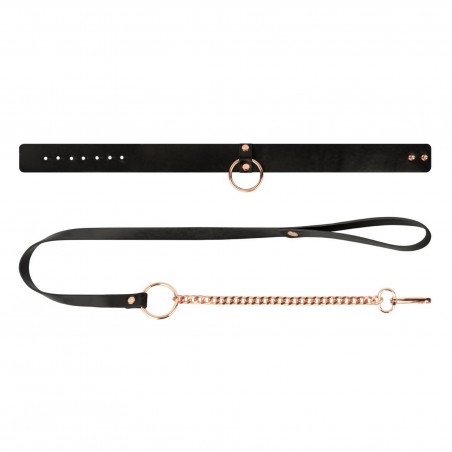 Rosy Gold - Collar with Leash - Black