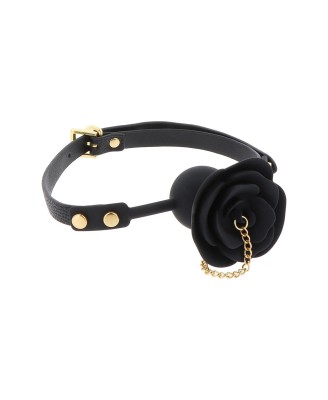 Rose Ball Gag with Plug Black