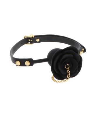 Rose Ball Gag with Plug Black