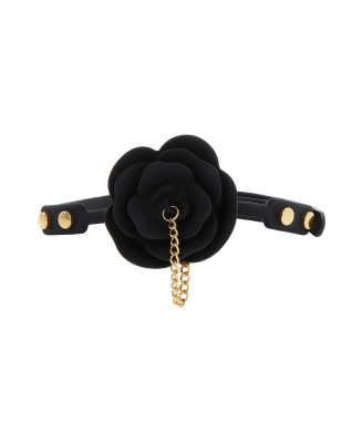 Rose Ball Gag with Plug Black
