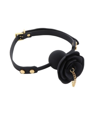 Rose Ball Gag with Plug Black