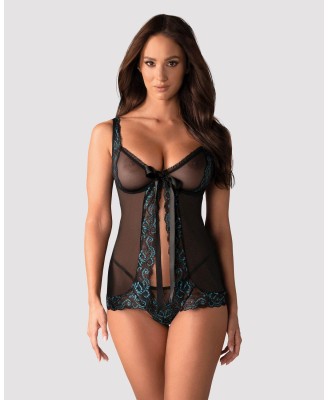 Obsessive - Amanta babydoll i stringi Czarna S/M
