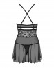 Obsessive - 838-BAB-1 babydoll i stringi czarna XXL