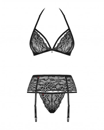 Obsessive - 838-SEG-1 komplet 3-częściowy czarny  S/M