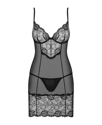 Obsessive - Alluria koszulka i stringi - Czarna - L/XL