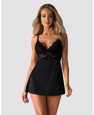 Obsessive - 810-BAB-1 babydoll i stringi czarna L/XL