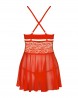 Obsessive - 838-BAB-3 babydoll i stringi - Czerwona - XXL