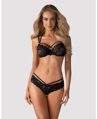 Obsessive - 860-SET-1 komplet 2-częściowy czarny  S/M