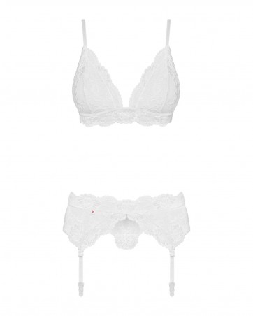 Obsessive - 810-SEG-2 komplet 3-częściowy biały  S/M