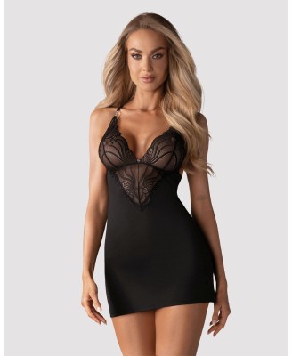 Obsessive - 828-CHE-1 koszulka i stringi - Czarna -  S/M