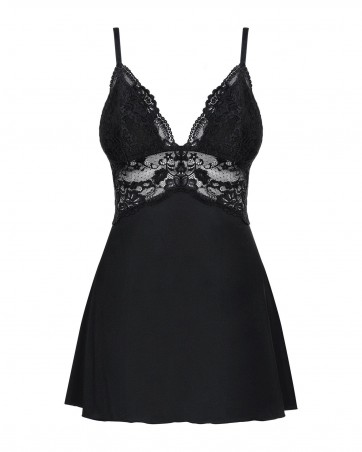 Obsessive - 810-BAB-1 babydoll i stringi czarna  S/M