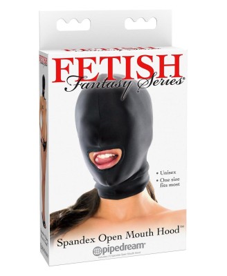 FETISH FANTASY SERIES SPANDEX OPEN MOUTH HOOD BLACK