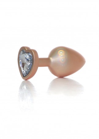 Plug-Jewellery Pearl Gold Heart PLUG- Clear L