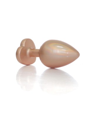 Plug-Jewellery Pearl Gold Heart PLUG- Clear L