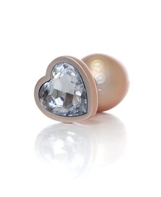Plug-Jewellery Pearl Gold Heart PLUG- Clear L