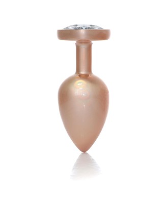 Plug-Jewellery Pearl Gold Heart PLUG- Clear L