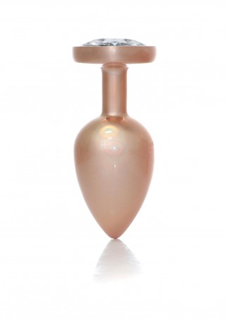 Plug-Jewellery Pearl Gold Heart PLUG- Clear L