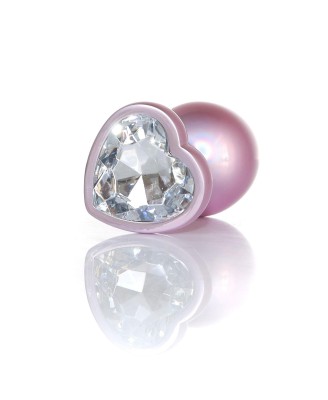 Plug-Jewellery Pearl Pink Heart PLUG- Clear L