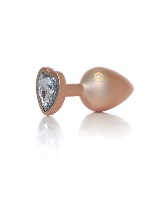 Plug-Jewellery Pearl Gold Heart PLUG- Clear M
