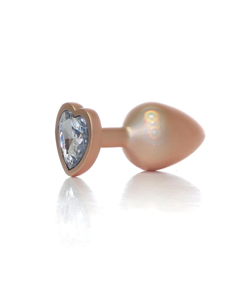 Plug-Jewellery Pearl Gold Heart PLUG- Clear M