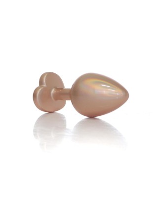 Plug-Jewellery Pearl Gold Heart PLUG- Clear M