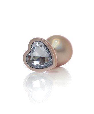 Plug-Jewellery Pearl Gold Heart PLUG- Clear M