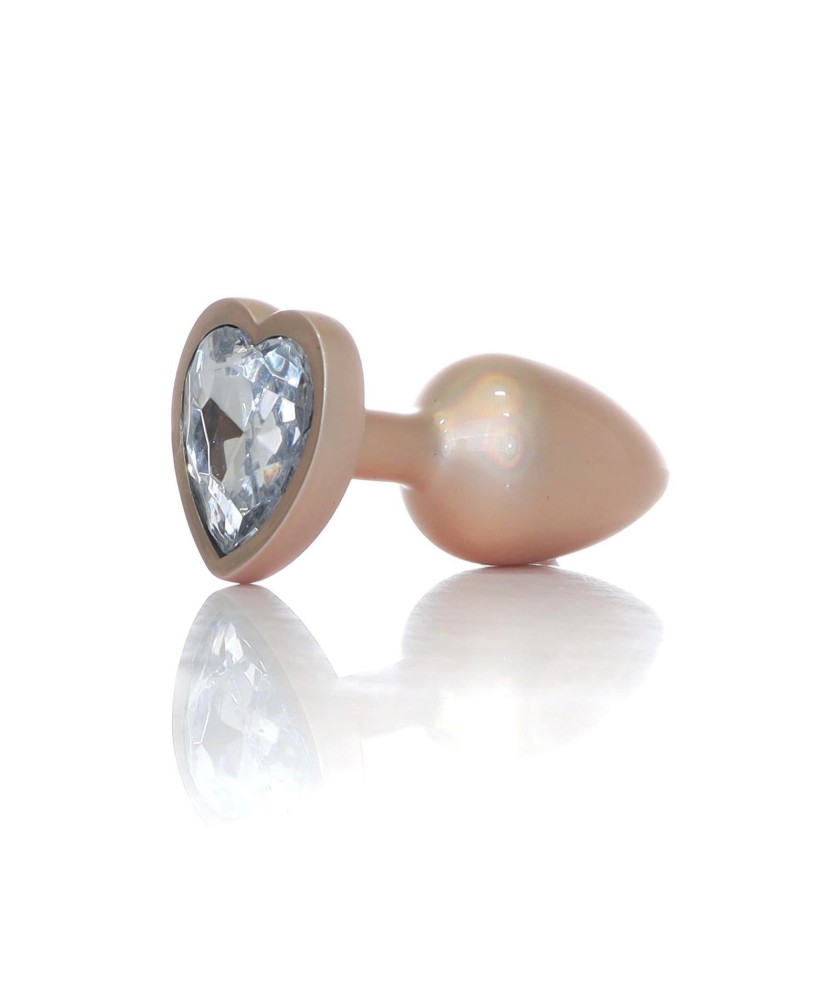 Plug-Jewellery Pearl Gold Heart PLUG- Clear S