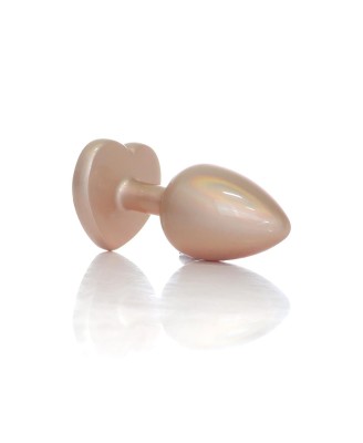 Plug-Jewellery Pearl Gold Heart PLUG- Clear S