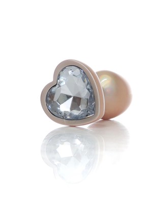 Plug-Jewellery Pearl Gold Heart PLUG- Clear S