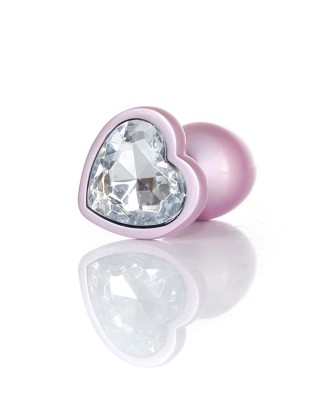 Plug-Jewellery Pearl Pink Heart PLUG- Clear S