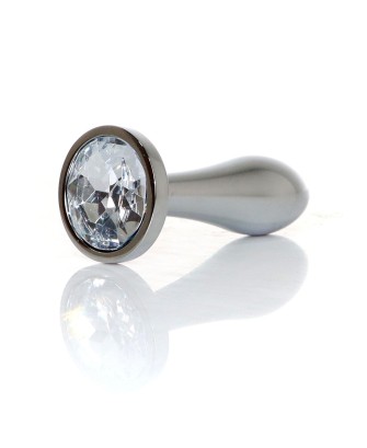 Jewellery Silver PLUG - Clear S - Srebrny Korek Analny z Kryształem