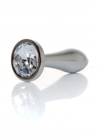 Jewellery Silver PLUG - Clear S - Srebrny Korek Analny z Kryształem