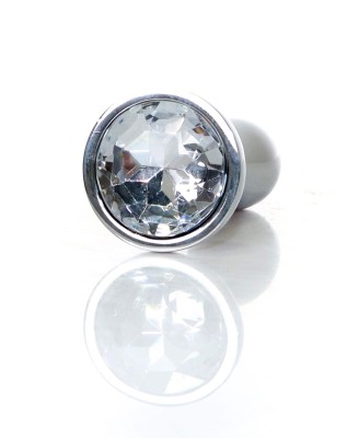 Jewellery Silver PLUG - Clear S - Srebrny Korek Analny z Kryształem